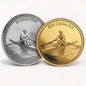 Pièces commémoratives plaquées bicolores personnalisées pour athlètes de la rame, sportifs modernes, passionnés de sports nautiques et événements de rame fluviale - Product Image 1