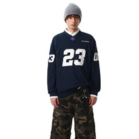 Veste de baseball unisexe brodée à motifs numérotés, col en V, manches longues, chemise athlétique, streetwear décontracté, tenue d'entraînement, SW0909