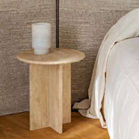Petite table de chevet moderne de luxe en marbre naturel avec design anti-basculement, mobile pour chambre et salon