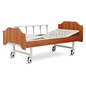 Letto Ospedaliero Manuale in Legno a 2 Manovelle per Assistenza Domiciliare con Sponde in Lega di Alluminio e <span class=keywords><strong>Testiera</strong></span> Rimovibile - Product Image 1
