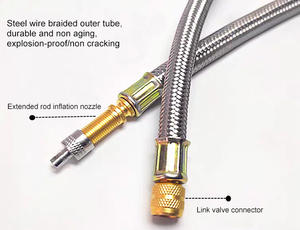 Adaptadores de Extensión de Válvula de Neumático de Alambre Trenzado Flexible de Acero Inoxidable - Product Image 1