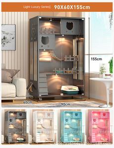 Villa per Gatti Multistrato in Legno Massello Direttamente dalla Fabbrica, Struttura per Arrampicata, Casa per Animali Integrata, Stile Moderno di Lusso - Grigio - Product Image 5