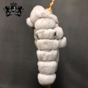 Manteau de fourrure <span class=keywords><strong>court</strong></span> de ventre de conception de mode avec le manteau de fourrure de renard à capuche à manches longues - Product Image 4