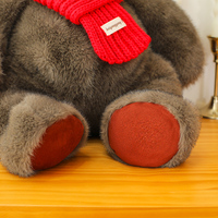 Peluche ours en peluche avec écharpe - Compagnon douillet et dodu pour bébé, animal en peluche rond et peluche de haute qualité
