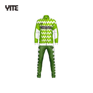 Celana pria ritsleting Logo kustom desain terbaru pakaian olahraga hijau neon - Product Image 2