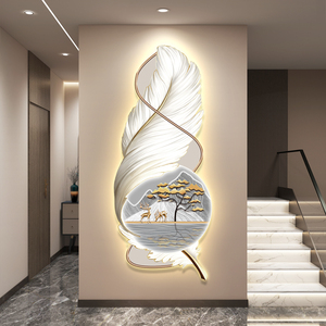Led avec des lumières dans le couloir peinture <span class=keywords><strong>d</strong></span>écorative couloir suspendu plume sens avancé simples peintures murales modernes - Product Image 2