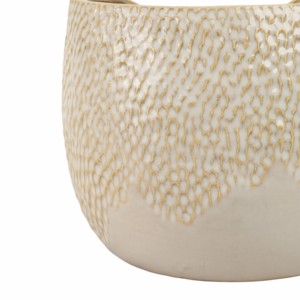 Vaso in ceramica moderno con bordo smerlato, forma aperta arrotondata decorativa per soggiorno, camera da letto, decorazioni per la casa - Product Image 5