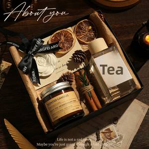 Caja de Regalo Premium de Aromaterapia con Vela de <span class=keywords><strong>Cera</strong></span> de Soja, Aceite Esencial, Fragancia sin Fuego, Aire Fresco Hecho a Mano - Product Image 1