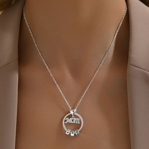 Collar con Grabado Personalizado de Moda Retro Song Yi para el Día de la Madre, Estilo Europeo y Americano, Piedra de Nacimiento de Diciembre para Mujer - Product Image 5