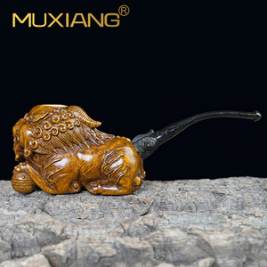 Muxiang Hand Carved Wooden Lion Figurine With Ball Traditional Decorative Statuette For Home Office Display - Product Image 4