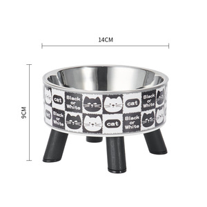 Mangkuk Hewan Peliharaan Stainless Steel Warna-warni untuk Makan dan Minum, Mangkuk Kucing Berkaki Tinggi Desain Kartun Modis, Mangkuk Anjing - Product Image 4