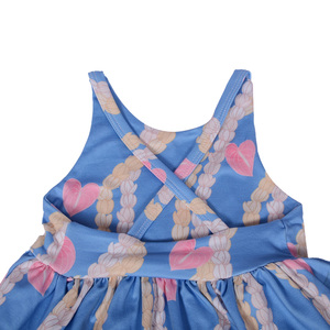 Vestido Infantil Personalizado al por Mayor Cd-6-1 con Diseño de Espalda Cruzada con Volantes, Vestido Infantil con Estampado Personalizado Hawaiano - Product Image 5