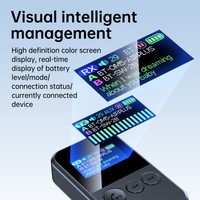 Reproductor MP3 portátil con pantalla a color, ranura para tarjeta TF integrada, compatible con visualización de letras y conexión simultánea de dos dispositivos.