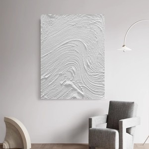 Pintura al Óleo Pintada a Mano con Textura Abstracta, Rectángulo Blanco, Estilo Wabi Sabi 3D, Arte de Pared para Sala de Estar/Sofá - Product Image 4
