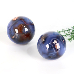 Factory Discount Blue Sakura Agate Sphere Natural <b>Crystal</b> Flower Agate <b>Ball</b> Polished Technique - Product Image 3
