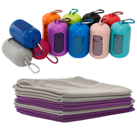 Serviette rafraîchissante 2 pièces, couleur unie, séchage rapide, tissu en maille respirant pour la course à pied, la randonnée et la salle de sport en extérieur