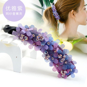 Coletero de moda para niña, pinza para el pelo con flor simple, acrílico, plátano - Product Image 3