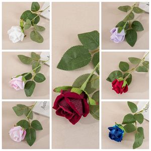 Bouquet de roses artificielles CallaFloral blanc, rose, violet, décorations de mariage, fleurs en tissu tressé à branche unique - Product Image 3
