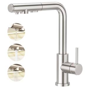 304 Stainless Steel Drinking Pull Down Spray Head Filter Water 3 Way Kitchen Faucet - Product Image 1