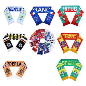 Hot Selling Customized Double Side Fan Jacquard Knitted Sports Acrylic Scarves 100% Polyester Soccer Club Football Fan Scarf