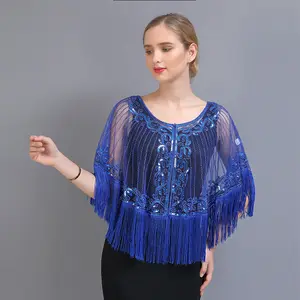 Dubai Bestseller Free Size Net Poncho Achsel zucken Top Exklusiv Tragen Sie gute Qualität weiches Netz verwendet Hands tickerei Arbeit Achsel zucken Poncho