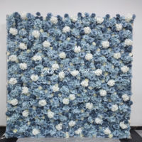Enseigne de logo mural personnalisée en usine avec mur de fleurs luxe enroulable et dos en tissu 8x8 5d mur de fleurs de rose noire