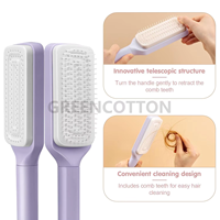 Sisir Rambut Pembersih Otomatis dengan Logo Kustom, Sisir Bantal Udara, Sisir Pijat Penata Rambut, Sisir Pembersih Teleskopik Berputar Satu Klik untuk Wanita