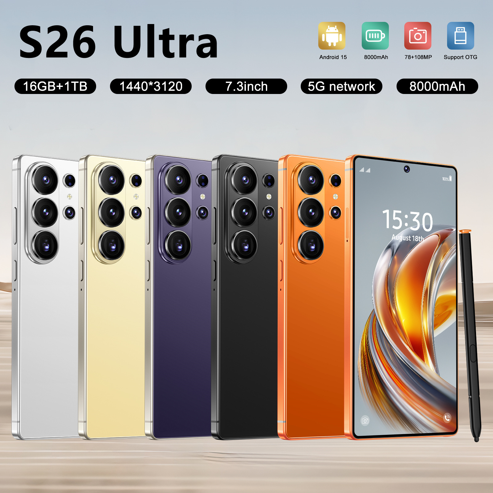 <strong>2026</strong> New Mobile <strong>Phone</strong> Bestseller S26 Ultra Octa-Core 4+64G Hot-Selling Cross-Border 4000mAh Battery