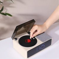 Klassischer Plattenspieler-Stil BT 5.3 Kabelloser Lautsprecher mit Wecker Weißes Rauschen TF-Karte USB-Anschluss für Desktop-Dekoration