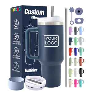 Vaso Térmico de 40oz con Logotipo Personalizado, Asa y Pajita, Regalos Corporativos, Taza de Metal Aislada al Vacío de Acero Inoxidable, Taza de Viaje para Café y Té - Product Image 1