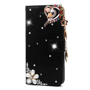Nuova <span class=keywords><strong>Cover</strong></span> 3D Artigianale in Pelle PU Nera con Cristalli Bling Diamantati per <span class=keywords><strong>iPhone</strong></span> <span class=keywords><strong>11</strong></span> 12 13 14 15 16 17 Pro Max Plus - Product Image 3