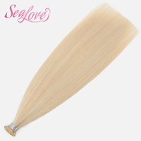 Extensions de cheveux humains vierges Remy pré-collées à pointe plate K, teintes blondes, en gros, avec kératine