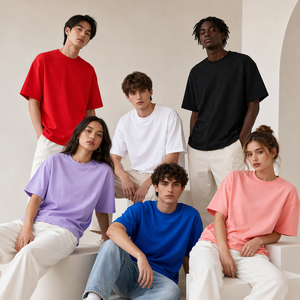Áo thun trơn cotton dày, in logo theo yêu cầu, nam nữ, dáng rộng, tay ngắn, phong cách đường phố, nhận đặt hàng OEM - Product Image 3
