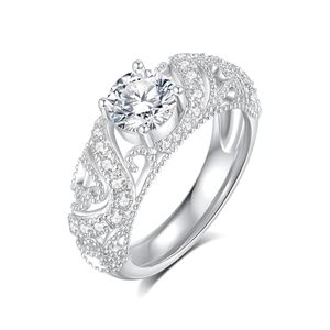 แหวนแต่งงาน SGARIT SM16 ประดับเพชรโมอิสซาไนต์สำหรับผู้หญิง ชุบทองคำขาว 18K เงินสเตอร์ลิง ตัวเรือนแบบหนามเตย ได้รับการรับรองจาก GRA ดีไซน์ทันสมัย - Product Image 3