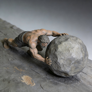 OEM ODM, taille et couleur personnalisées, emballage gratuit, conception personnalisée, fait main, peint à la main, Sisyphus Eternal Boulder, finition en résine froide moulée, finition bronze - Product Image 5