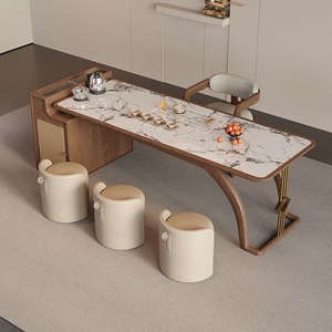 Modern Minimalist <b>Solid</b> <b>Wood</b> Tea <b>Table</b> Set With Marble <b>Top</b> Living Room Furniture For Home Office Bar Use - Product Image 2