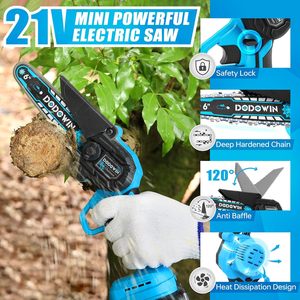 เลื่อยโซ่ไร้สาย DODOWIN ขนาดเล็ก <span class=keywords><strong>6</strong></span> นิ้ว ใช้แบตเตอรี่ มอเตอร์ 550 วัตต์ ผลิตในจีน ไม่มีเครื่องยนต์ เครื่องมือทำสวน ตัดกิ่งไม้ ของขวัญสำหรับผู้ชายและคุณพ่อ - Product Image 2