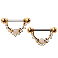 Faux Opale Nipple Piercing Marquise Nipple Barbell Anneau Plaqué Or Bijoux En Gros Piercing