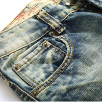 Jean Denim slim Vintage pour hommes, pantalon bon marché, Vintage, couleur délavée, à trous droits