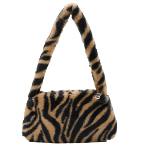 Sacs à bandoulière mini pour femmes tendance, imprimé vache, sacs d'hiver en peluche pour femmes, sacs sous le bras, motif léopard zèbre, sacs fourre-tout moelleux, petits porte-monnaie - Product Image 1