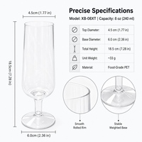 Flûtes à champagne en plastique PET transparent de 8 oz, tiges détachables, verres à vin incassables, 240 ml, gobelets réutilisables pour les mariages et les fêtes