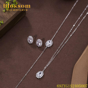 Hoa CS Đồ Trang Sức Đơn Giản Hot Bán Bạc 925 3-Mảnh Đá Quý Vòng Cổ Bộ 3A Cubic Zirconia Đồ Trang Sức Mỹ Bộ Cho Phụ Nữ - Product Image 3