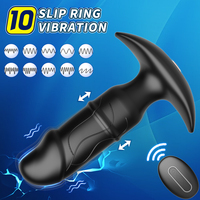 OEM/ODM 10 Frequenzen + 10 Geschwindigkeiten Einstellbarer Slip-Ring Analplug mit Fernbedienung Sexspielzeug Vibrator Massagegerät