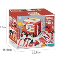 Jeu de simulation éducatif pour enfants, jeu de rôle, pompier en plastique, camion de pompiers, voiture, jouet avec son, extincteur, garçon, outil, 33 pièces