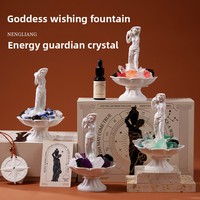 Diffuseur d'arômes en pierre de cristal Creative Goddess Fountain, diffuseur de parfum sans flamme, coffret cadeau d'huiles essentielles, ornement énergétique