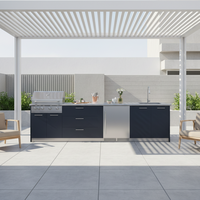 Cuisine extérieure moderne et écologique en acier inoxydable sur mesure avec four 304 et crédence îlot