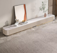 Table basse en pierre frittée et meuble TV combinés, luxe moderne, meuble TV long avec rangement au sol pour salon