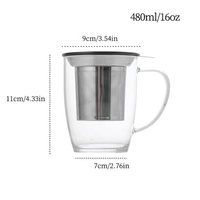 Tasses à thé en verre 480ml résistantes à la chaleur et isolées avec infuseur à thé pour tremper le thé en vrac