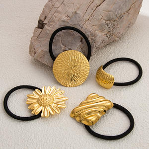 Coletero de Acero Inoxidable con Forma de Flor, Banda Elástica Redonda para Cola de Caballo, Uso Diario, FS71001 - Product Image 1