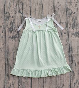 GSD3029 Vestido de Yoga Verde para Niñas, Estilo Boutique, Venta al Por Mayor, Nuevo, con Lazos a Cuadros Verdes, Sin Pedido Mínimo, ODM - Product Image 3